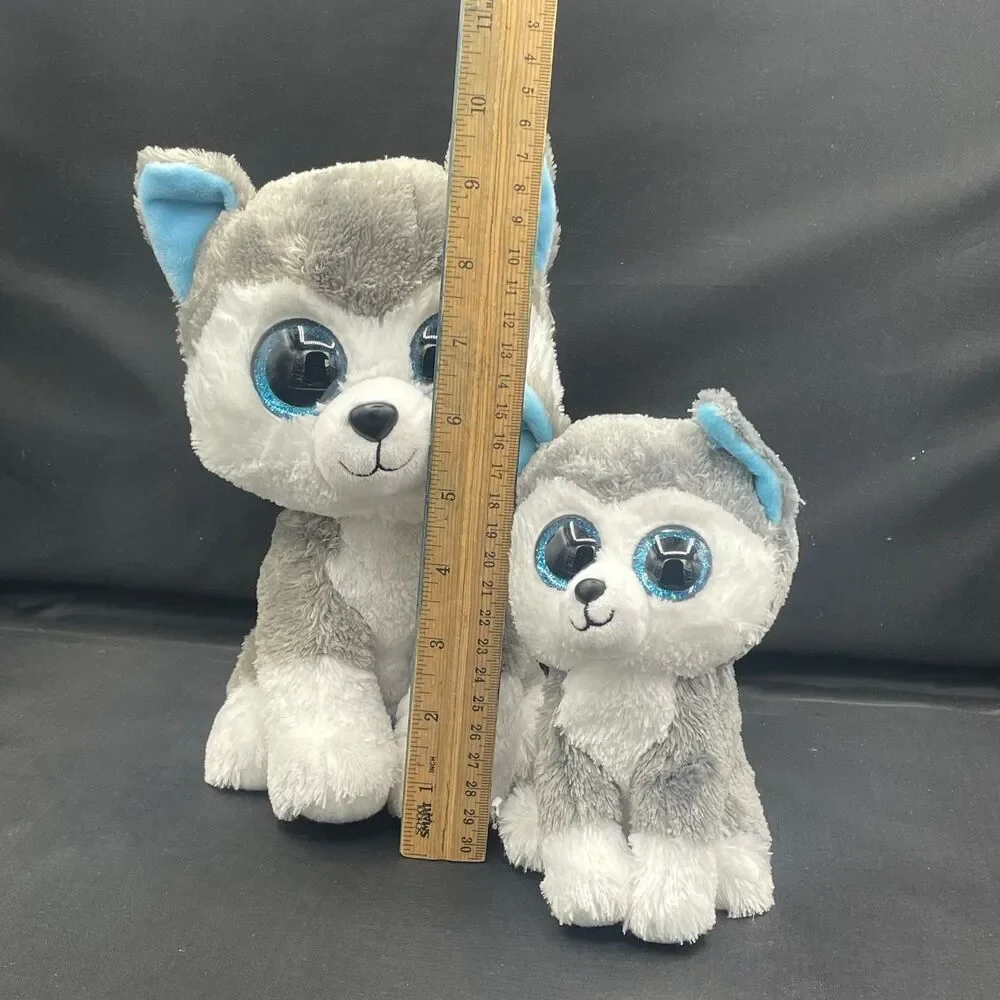 Ty Beanie Boos Slush the Husky Dog Plush Lot 2 Stuffed Animal Toys Blue Eyes
